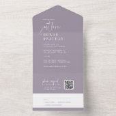 Moderner Chic Lavender Just Liebe QR Code Hochzeit All In One Einladung (Innen Boden)