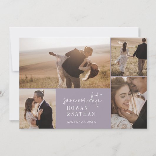 Moderner Chic Lavender Lila Fotomaterial Save The Date (Vorderseite)