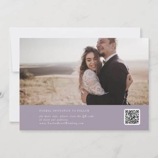Moderner Chic Lavender Lila Fotomaterial Save The Date (Rückseite)