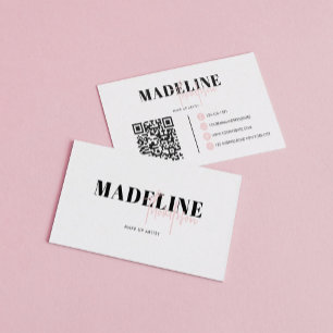 Moderner Chic Light Pink Feminine QR Code Visitenkarte