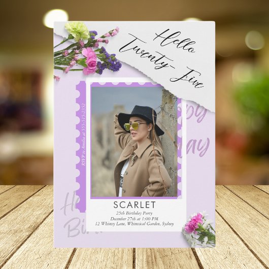 Moderner Chic Lila 25. Einladung