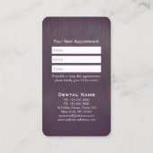 Moderner Chic Lila Zahnarzt Zahnarzternennung Terminkarte (Rückseite)