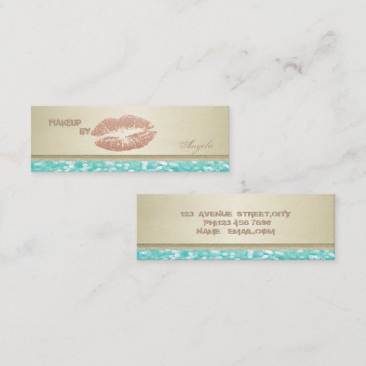 Moderner Chic Luxus Glittery Lips Mini Visitenkarte (Vorne/Hinten)