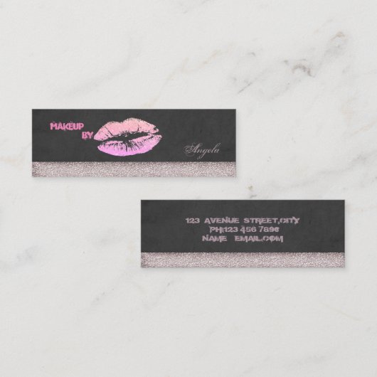 Moderner Chic Luxus Glittery Lips Mini Visitenkarte (Vorne/Hinten)