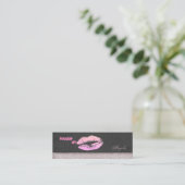 Moderner Chic Luxus Glittery Lips Mini Visitenkarte (Stehend Vorderseite)