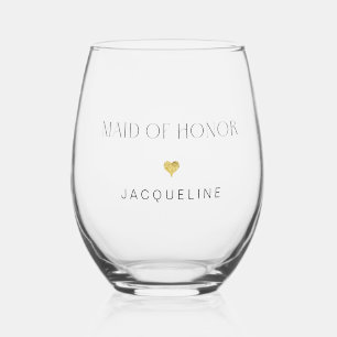 Moderner Chic Made of Ehrencript Gold Herzname Weinglas Ohne Stiel