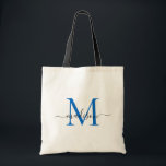 Moderner Chic Navy Blue Monogram Eleganter Skriptn Tragetasche<br><div class="desc">Moderne blaue Monogram,  Moderne Schreibschrift Name Tote Beutel</div>
