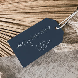 Moderner Chic | Navy Frohe Weihnachtsfeiertage Geschenkanhänger