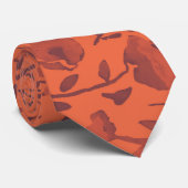Moderner Chic Orange Herbst Floral Krawatte (Gerollt)