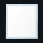 Moderner Chic Pastel Dusty Blue Gingham Karierter Notizblock<br><div class="desc">Moderner Pastel Light Dusty Blue Gingham Karierter Karo Notepad</div>
