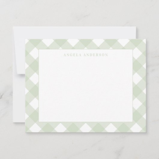 Moderner Chic Pastel Mint Green Gingham Karierter  Mitteilungskarte (Vorderseite)