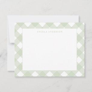 Moderner Chic Pastel Mint Green Gingham Karierter  Mitteilungskarte