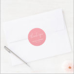 Moderner Chic Pastel Pink Wedding Danke, Script Runder Aufkleber<br><div class="desc">Modern Chic Pastel Pink Wedding Danke Script Classic Round Sticker.</div>