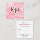 Moderner Chic Pink Bokeh Empfehlungskarte (Vorne/Hinten)