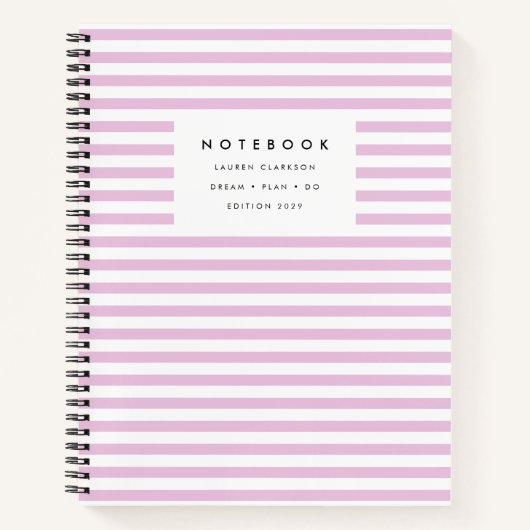 Moderner Chic Pink Striping Spiral Notizblock (Vorderseite)