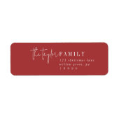 Moderner Chic | Red Family Return Address Label (Vorne)