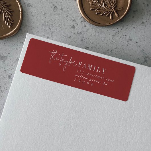 Moderner Chic | Red Family Return Address Label
