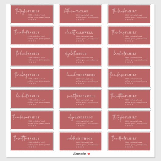 Moderner Chic | Red Recipient Guest Address Labels (Blatt)