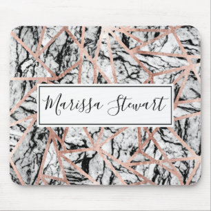 Moderner Chic-Rosen-Goldmarmor-geometrische Mousepad