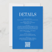 Moderner Chic Sapphire Blue QR Code Wedding Invita Einladung (Rückseite)