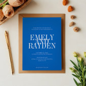 Moderner Chic Sapphire Blue QR Code Wedding Invita Einladung