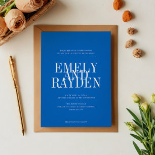 Moderner Chic Sapphire Blue QR Code Wedding Invita Einladung