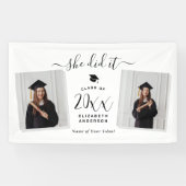 Moderner Chic Sie machte es Graduate 2 Foto Abschl Banner (Horizontal)