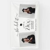 Moderner Chic Sie machte es Graduate 2 Foto Abschl Banner (Vertikal)
