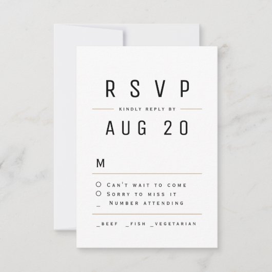 Moderner Chic Simple Typografy Wedding RSVP (Vorderseite)