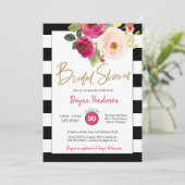 Moderner Chic Strip mit rosa Blume Brautparty Einladung (Stehend Vorderseite)