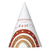 Moderner Chic Terracotta Rainbow Boho Birthday Partyhütchen (Vorderseite)