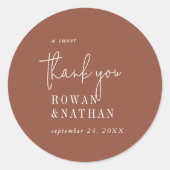Moderner Chic Terracotta Roste Ein Süß Vielen Dank Runder Aufkleber (Vorderseite)