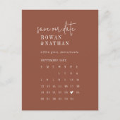 Moderner Chic Terracotta Rostkalender Save the Dat Einladungspostkarte (Vorderseite)
