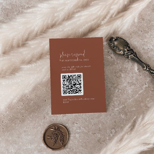 Moderner Chic Terracotta Rust QR Code UAWG Begleitkarte