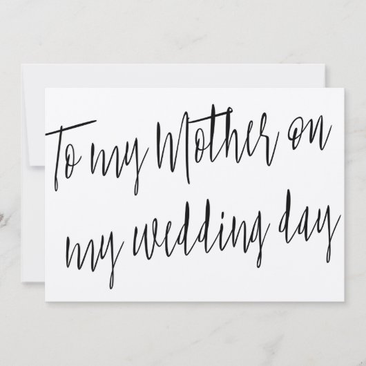Moderner Chic "To my mutter on my wedday" Karte (Vorderseite)