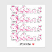 Moderner Chic-Valentinstag Rosa-Script-Herz Aufkleber (Blatt)