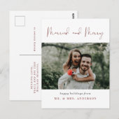 Moderner Chic Verheiratet und fröhliches Foto Weih Postkarte (Vorne/Hinten)