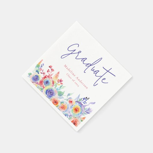 Moderner Chic Watercolor Abschluss Serviette (Ecke)