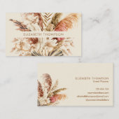 Moderner Chic Watercolor Floral Boho Visitenkarte (Vorne/Hinten)