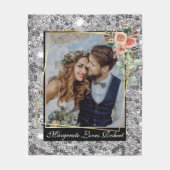 Moderner Chic Wedding Liebe Couple Silver Glitzer Fleecedecke (Vorderseite)