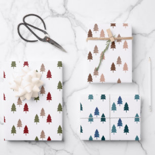 Moderner Chic Weihnachtsbaum Glitzer farbenfroh Geschenkpapier Set