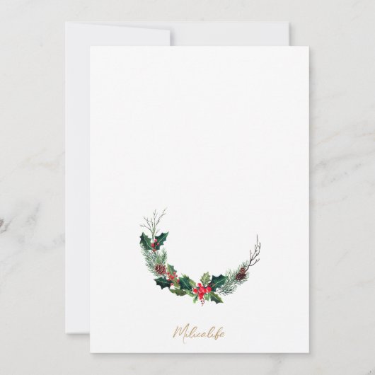 Moderner Chic Weihnachtskranz Einladung (Rückseite)