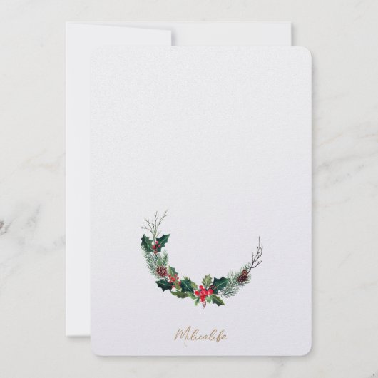 Moderner Chic Weihnachtskranz Einladung (Rückseite)