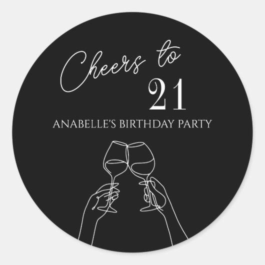 Moderner Chic zum 21. Party Runder Aufkleber (Vorderseite)