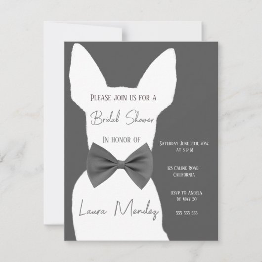 Moderner Chihuahua Hund Bridal Dusche Einladung (Vorderseite)