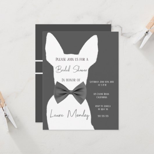 Moderner Chihuahua Hund Bridal Dusche Einladung (Vorderseite/Rückseite Beispiel)