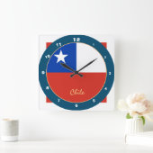 Moderner Chile, trendige chilenische Flag Zuhause  Quadratische Wanduhr (Zuhause)