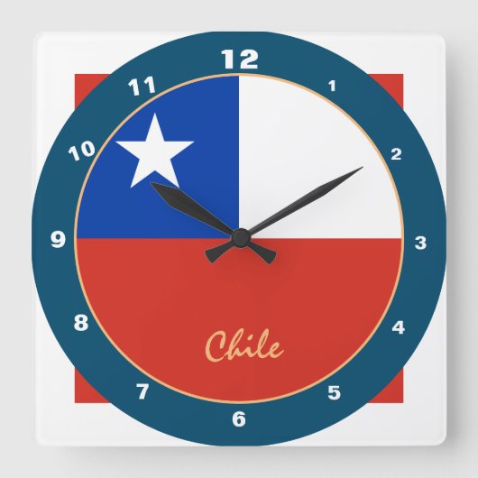 Moderner Chile, trendige chilenische Flag Zuhause  Quadratische Wanduhr (Vorderseite)