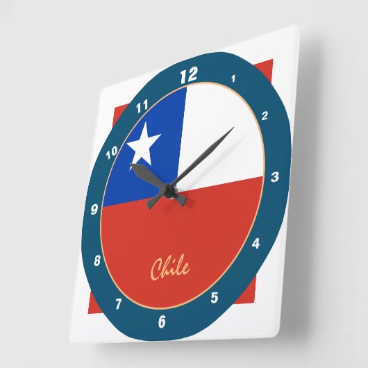 Moderner Chile, trendige chilenische Flag Zuhause  Quadratische Wanduhr (Winkel)