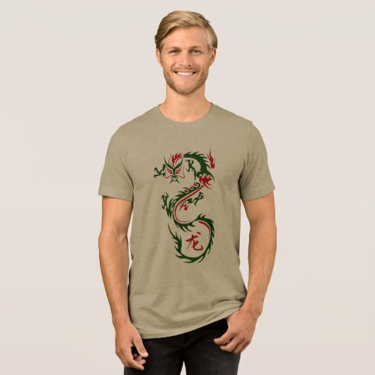 Moderner chinesischer Drache Tri-Blend Shirt (Vorderseite voll)